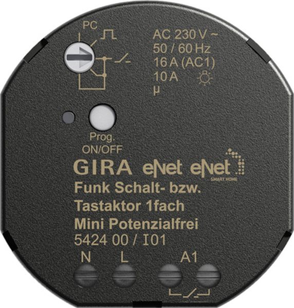 Gira 542400 eNet Funk Schalt- bzw. Tastaktor 1-fach Mini Potenzialfrei