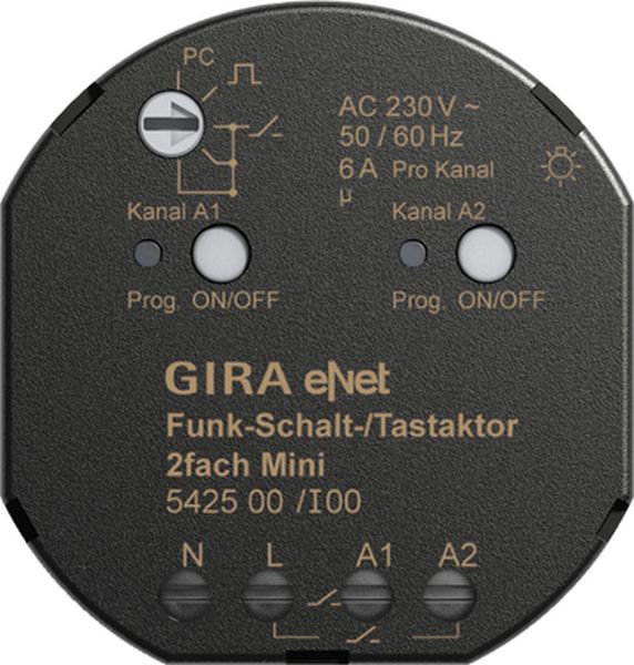 Gira 542500 eNet Funk Schalt- bzw. Tastaktor 2-fach Mini