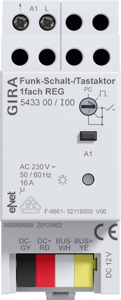 Gira 543300 eNet Funk Schalt- bzw. Tastaktor 1-fach REG