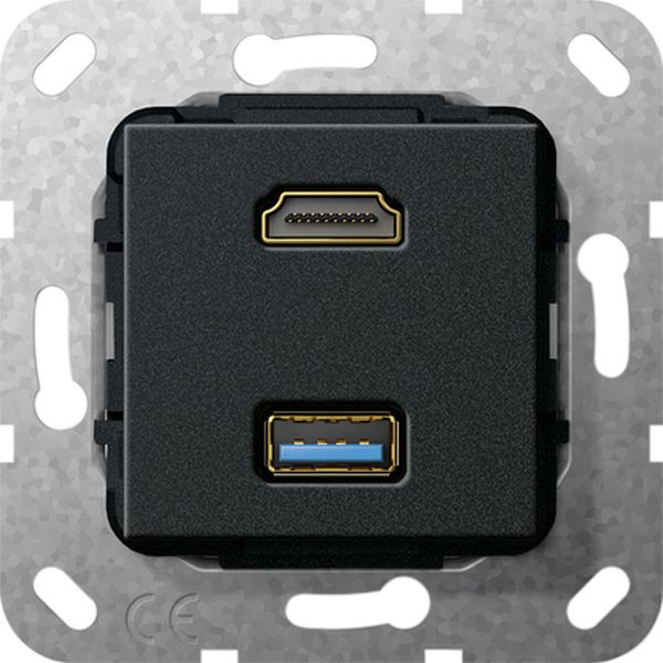 Gira 567910 HDMI USB 3.0 A K-Peitsche Einsatz Schwarz m