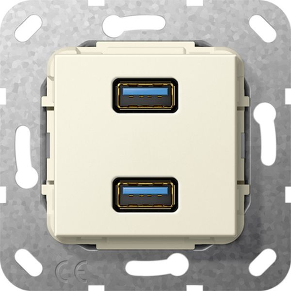 Gira 568501 Einsatz USB 3.0 Typ A 2-fach Kabelpeitsche Cremeweiß glänzend