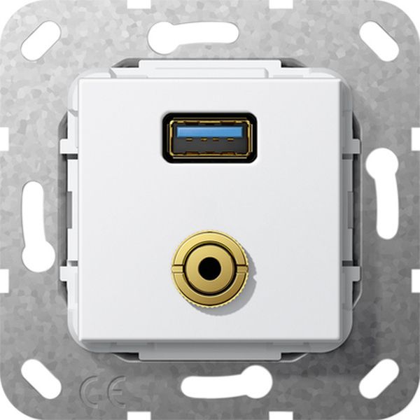 Gira 568603 USB 3.0 A M-Klinke Kpl. K-Peitsche Einsatz Reinweiß
