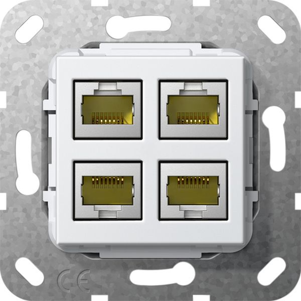 Gira 569803 Einsatz Modular Jack RJ45 Cat. 6A 10 Gbit-Ethernet 4-fach Kupplung Reinweiß glänzend