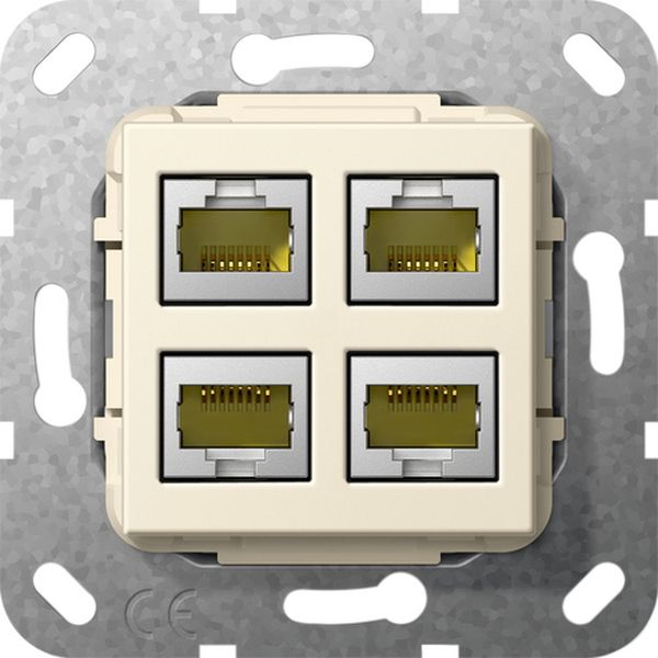 Gira 569901 Einsatz Modular Jack RJ45 Cat. 6A 10 Gbit-Ethernet 4-fach Schneidklemmtechnik Cremeweiß glänzend