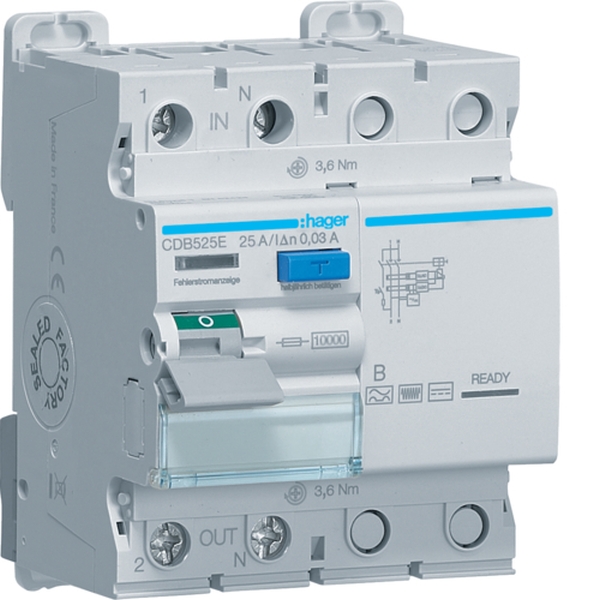 Hager CDB525E FI-Schutzschalter Fehlerstromschutzschalter 2-polig 10kA 25A 30mA Typ B