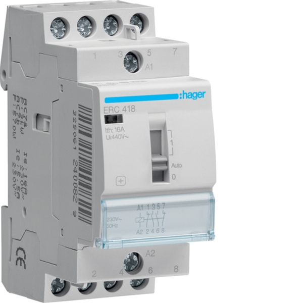 Hager ERC418 Installationsrelais 16A 2Schließer und 2 Öffner 230V