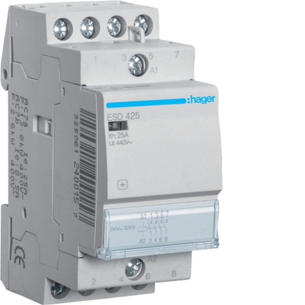 Hager ESD425 Installationsschütz 25A 4 Schließer 24V