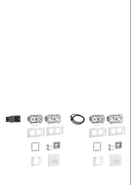Hager GAPSET2 SET 2 Arbeitsplätze je 3 Std+USB-Charger 15W 2xRJ45 Cat. 6A Frontrastend verkehrsweiß