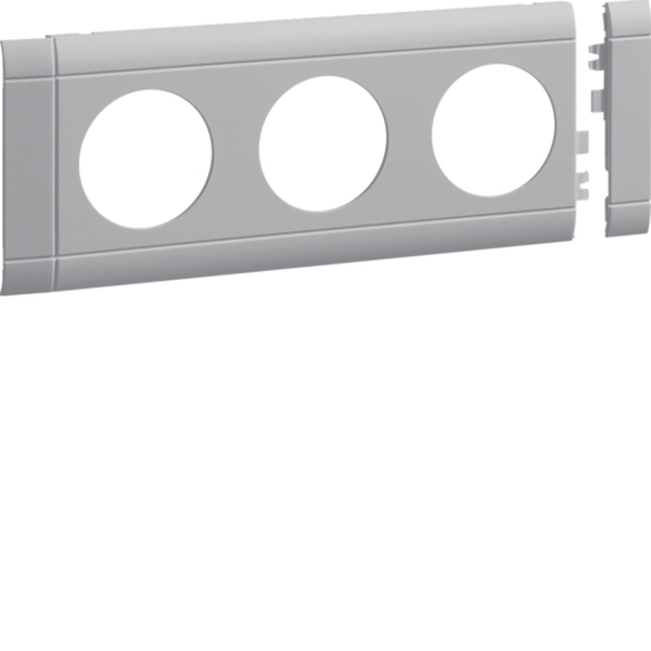 Hager GB080307035 Blende 3-fach Steckdose zu Oberteil 80mm anreihbar halogenfrei lichtgrau