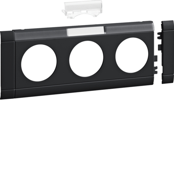 Hager GB080319011 Blende 3-fach Steckdose zu Oberteil 80mm beschriftbar anreihbar halogenfrei graphitschwz