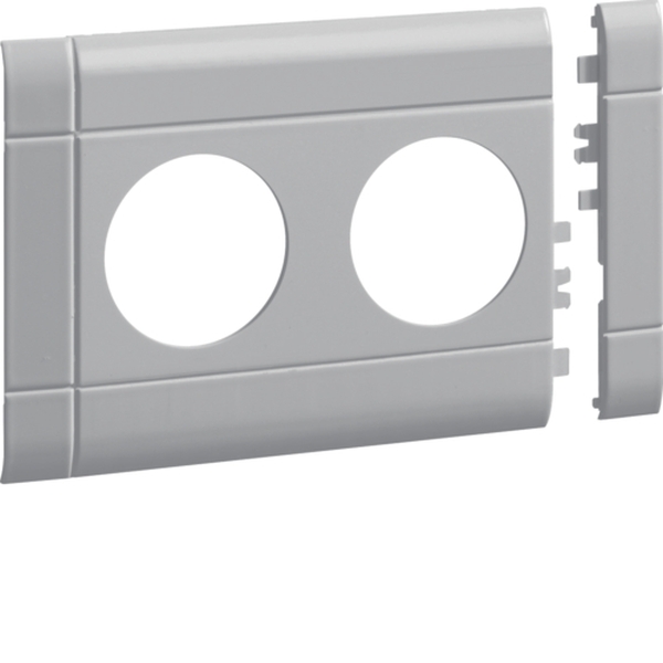 Hager GB10020K7035 Blende 2-fach Steckdose zu BR 100mm anreihbar halogenfrei lichtgrau
