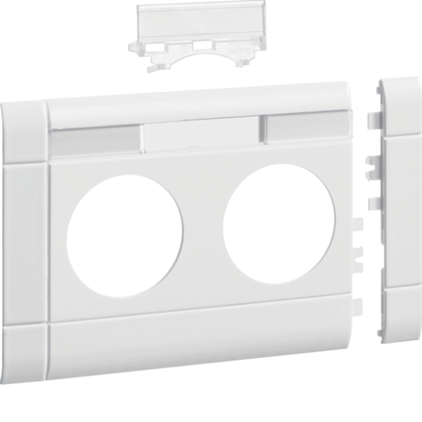 Hager GB10021K9010 Blende 2-fach Steckdose zu BR 100mm beschriftbar anreihbar halogenfrei reinweiß