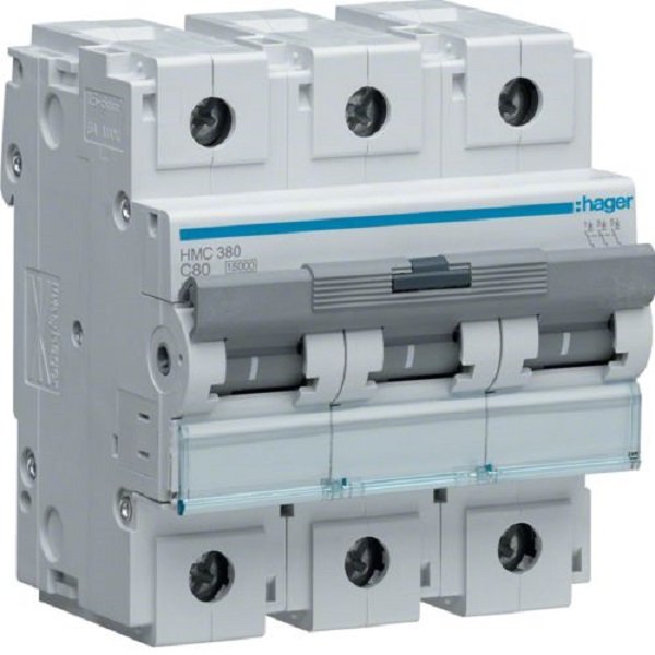 Hager HMC380 Leitungsschutzschalter 3-polig 15kA C-Charakteristik 80A 4,5TE