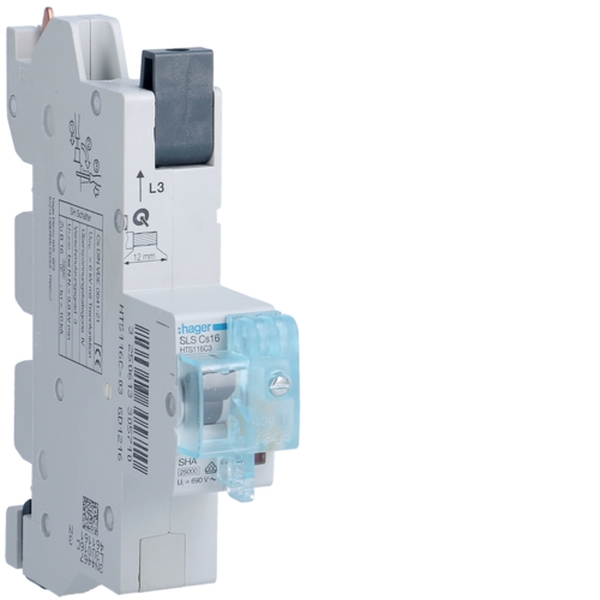 Hager HTS116C3 SLS Schalter 1-polig Cs-Charakteristik 16A für Sammelschiene QuickConnect L3