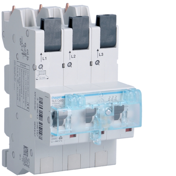 Hager HTS350C SLS Schalter 3-polig Cs-Charakteristik 50A für Sammelschiene QuickConnect