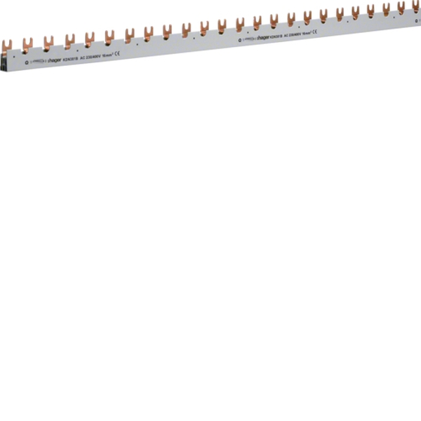 Hager KDN381B Phasenschiene 3-polig mit Hilfsschalter Gabelanschluss 16mm² 80A 39TE