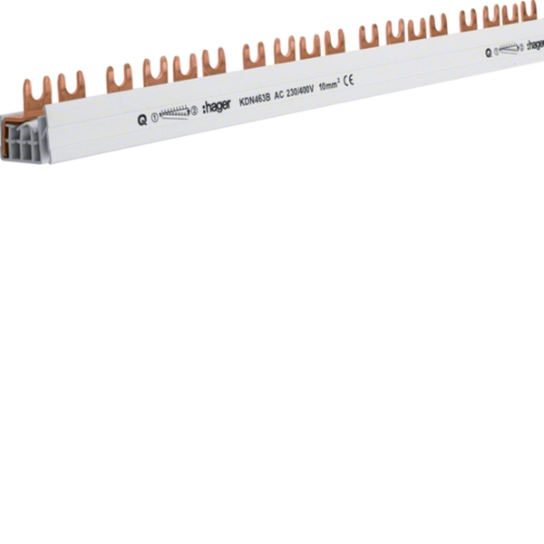 Hager KDN463B Phasenschiene 4-polig mit Gabelanschluss 10mm² 63A 57TE