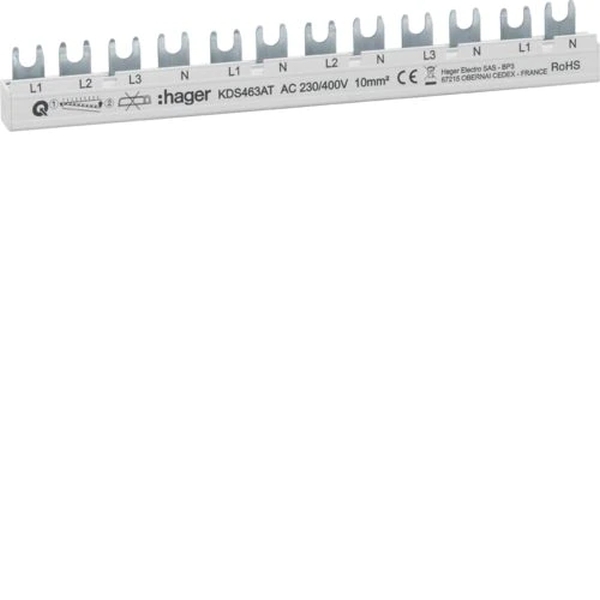 Hager KDS463AT Phasenschiene 12TE 63A L1L2L3N-L1N-L2N-L3N-L1N QuickBusbar