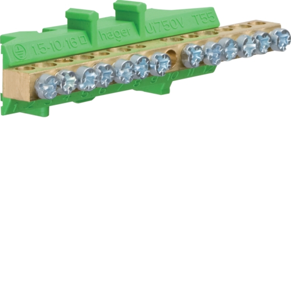 Hager KM13E Messingklemme NZ- Zählertafel PE 13 Klemmstellen