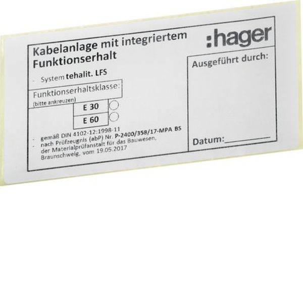 Hager LFSFE Funktionserhaltetikett LFS