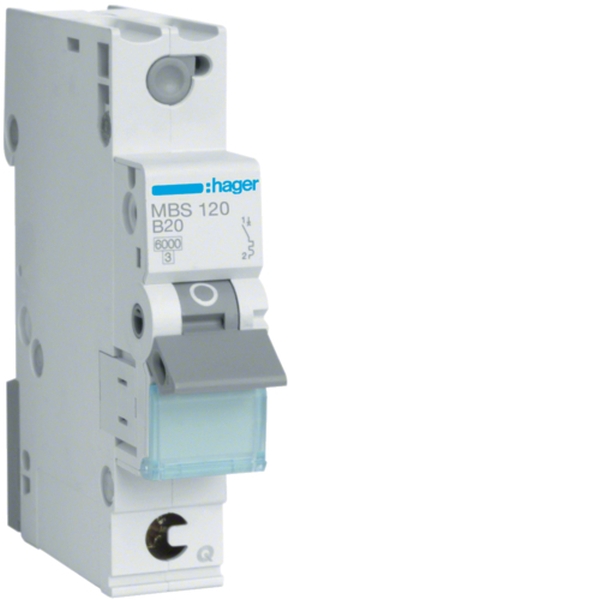 Hager MBS120 Leitungsschutzschalter 1-polig 6kA B-Charakteristik 20A Quick Connect 1TE