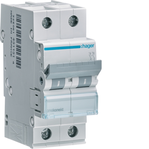 Hager MCN202 Leitungsschutzschalter 2-polig 6kA C-Charakteristik 2A 2TE