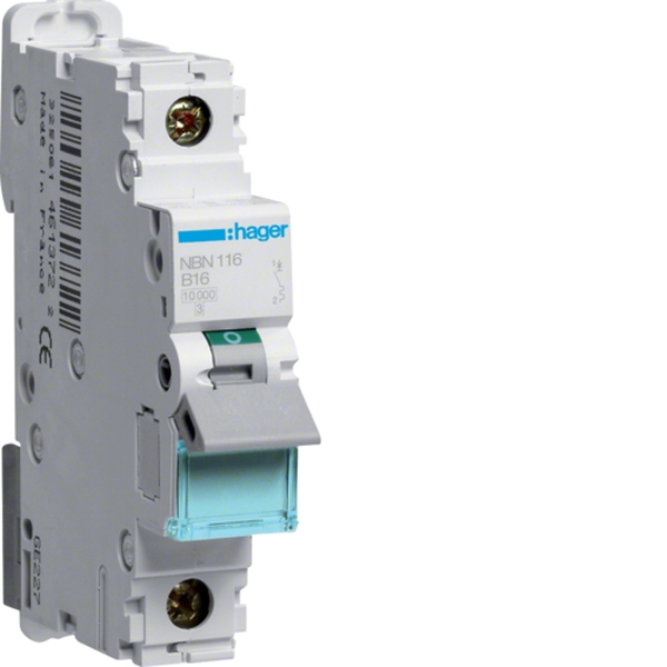 Hager NBN116 Leitungsschutzschalter 1-polig 10kA/15kA B-16A 1TE