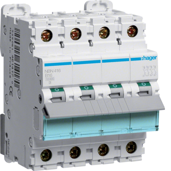 Hager NBN416 Leitungsschutzschalter 4-polig 10kA/15kA B-16A 4TE