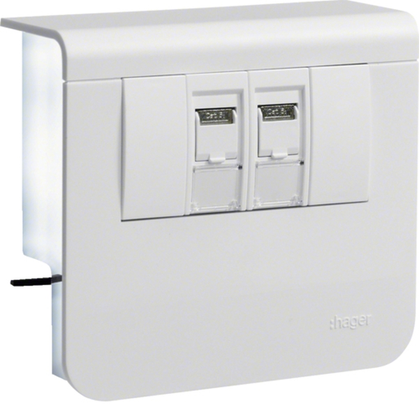 Hager SL200559079010 Geräteträger Datenanschluss 2xCat. 6A zu SL 20x55mm reinweiß