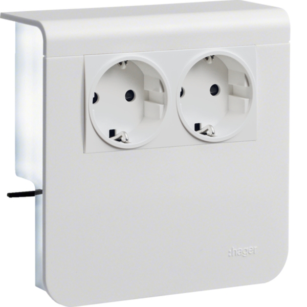 Hager SL200809009010 Geräteträger Steckdose 2-fach vorverdrahtet Steckklemmen zu SL 20x80mm reinweiß
