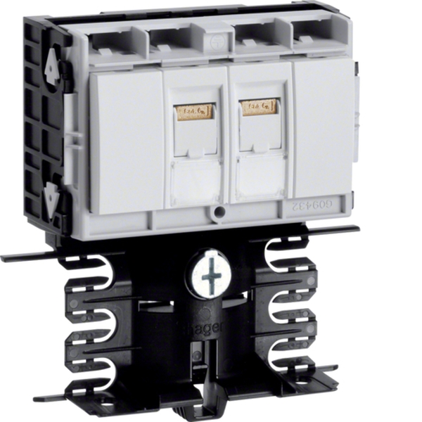 Hager SL200809479016 Geräteträger-Technikteil Datenanschluss 2xCat. 6A zu SL 20x80mm verkehrsweiß