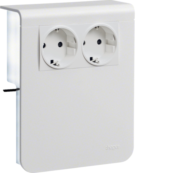 Hager SL201159009010 Geräteträger Steckdose 2-fach vorverdrahtet Steckklemmen zu SL 20x115mm reinweiß