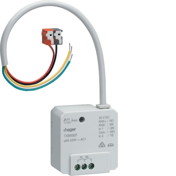 Hager TXB692F Schalt-/Jalousieaktor 2/1-fach + 2 Eingänge KNX easy 6A UP