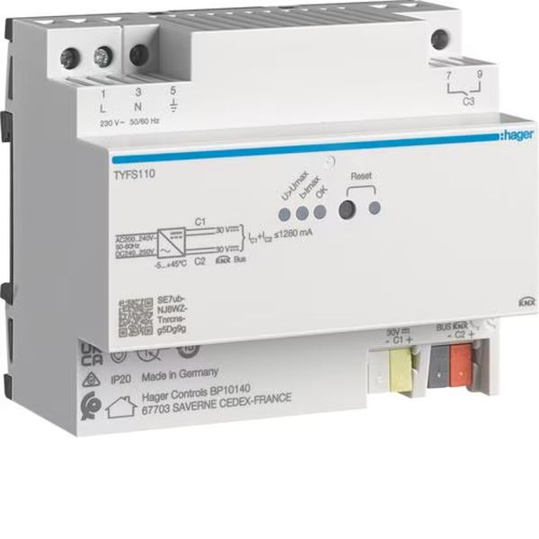 Hager TYFS110 Spannungsversorgung KNX mit 2 Ausgängen inkl. 1 Drossel, 1280 mA