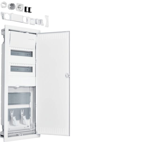 Hager VU602NWH Hybrid volta Unterputz 24PLE 2 Montageplatten Steckdose und Stahlblechtür