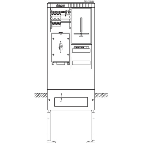 Hager ZAS175BB6 Zähleranschlusssäule 175 universZ 1 Zählerplatz 3-Punkt 4-polig HAK SLS
