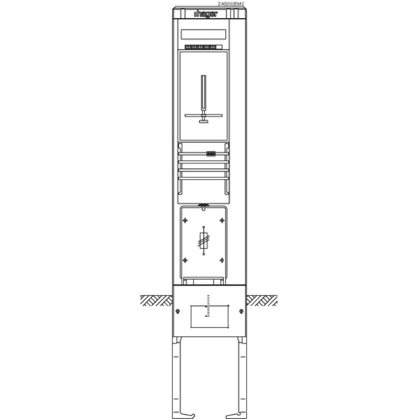 Hager ZAS202EM2 Zähleranschlusssäule 202 universZ 1 Zählerplatz 3-Punkt 5-polig HAK