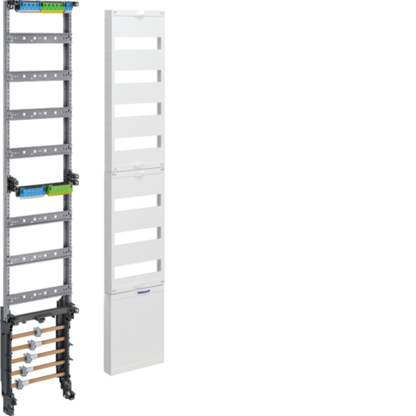 Hager ZH53XS Verteilerfeld universZ 1350mm 7-reihig mit SaS 5-polig Klemmen PE/N waagerecht