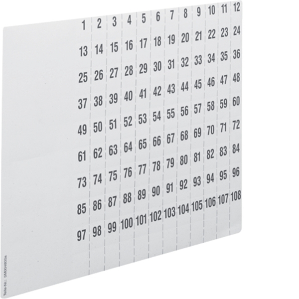 Hager ZZ90C Beschriftungsbögen universZ Nummerierung 1-108 DIN A4 10 Stück