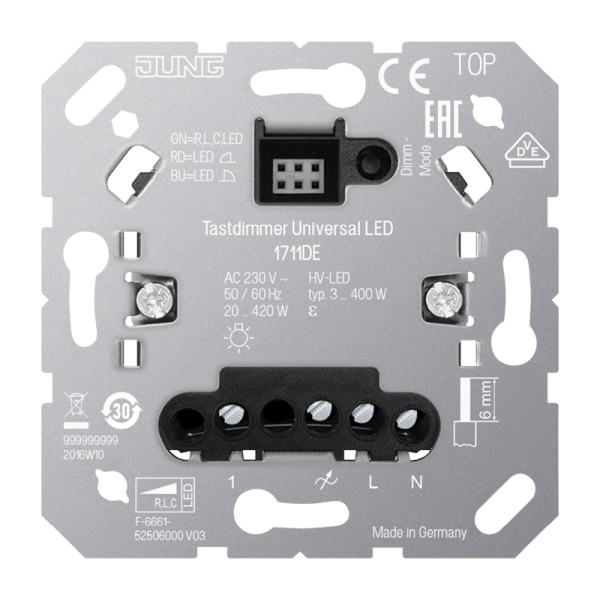 Jung 1711DE Tastdimmer Universal LED mit Nebenstelleneingang