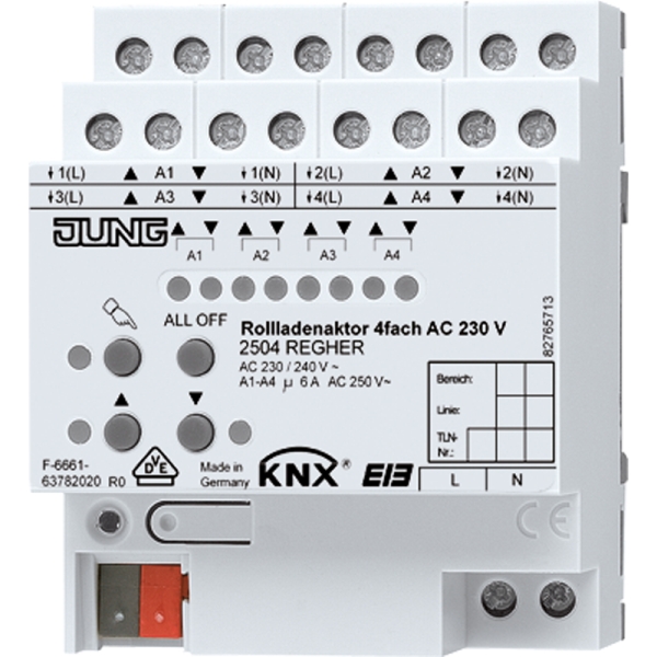 Jung 2504REGHER KNX Rollladenaktor 4-fach AC 110-230 V