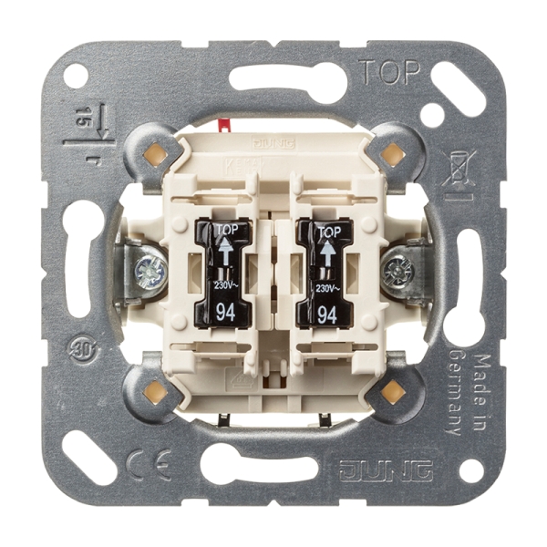 Jung 505U5 Wippschalter 10AX 250V Serien mit 2 Glimmlampen Art.-Nr. 94