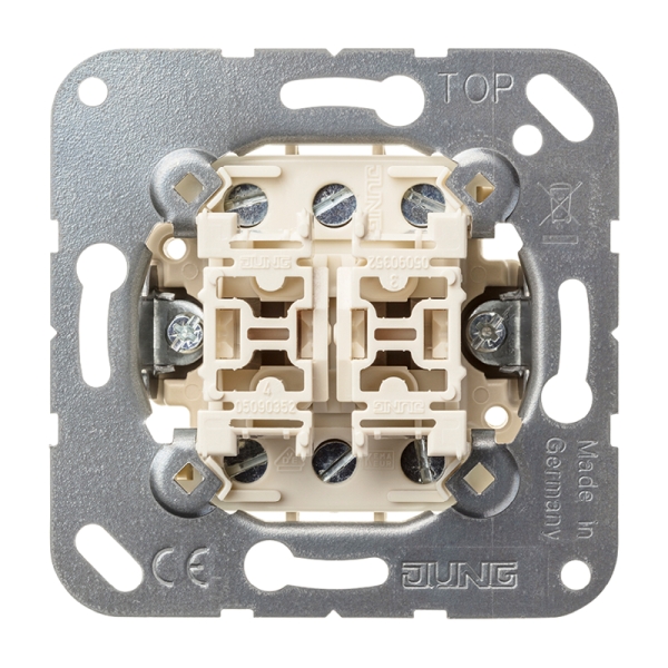 Jung 532-4U Multi-Switch geteilte Wippe Doppeltaster mit 2x2 Schließern (potentialfrei) und Nullstellung 10A 250V