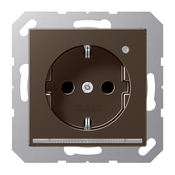 Jung A1520-OMOLNW Schuko-Steckdose mit LED-Orientierungslicht 16A 250V integrierter erhöhter Berührungsschutz SAFETY+ Thermoplast lackiert Serie A mokka