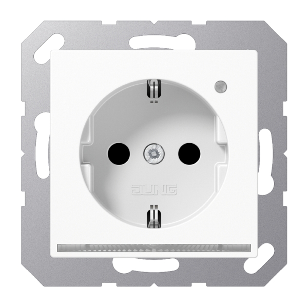 Jung A1520-OWWLNW Schuko-Steckdose mit LED-Orientierungslicht 16A 250V  integrierter erhöhter Berührungsschutz SAFETY+ Thermoplast Serie AS/A  alpinweiß