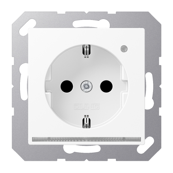 Jung A1520-OWWMLNW Schuko-Steckdose mit LED-Orientierungslicht 16A 250V integrierter erhöhter Berührungsschutz SAFETY+ Thermoplast lackiert Serie A schneeweiß