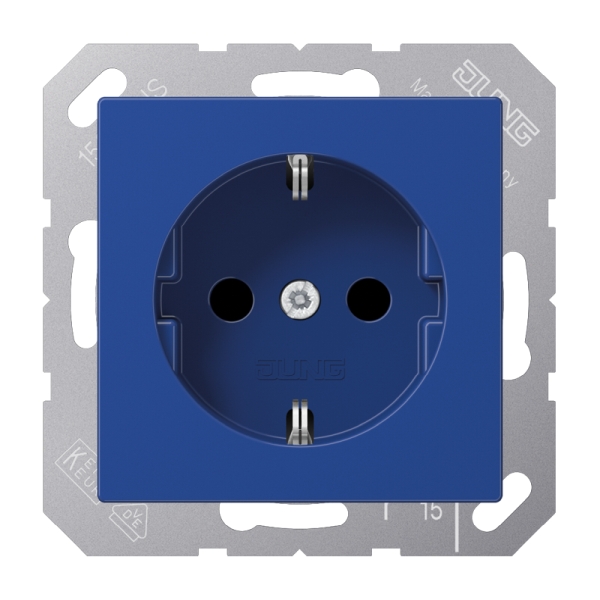 Jung A1520BFKIBL SCHUKO Steckdose 16A 250V integrierter erhöhter Berührungsschutz SAFETY+ Thermoplast Serie AS/A blau