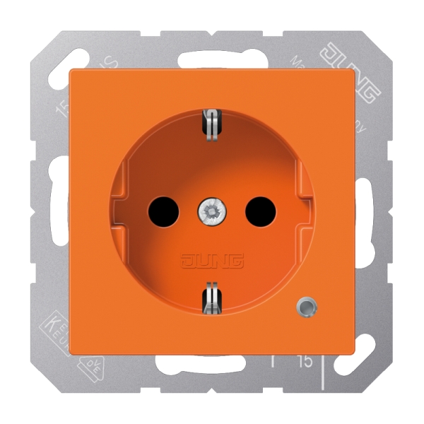Jung ABA1520BFKOO SCHUKO Steckdose 16A 250V mit Funktionsanzeige integrierter erhöhter Berührungsschutz SAFETY+ Thermoplast antibakteriell Serie AS orange (f