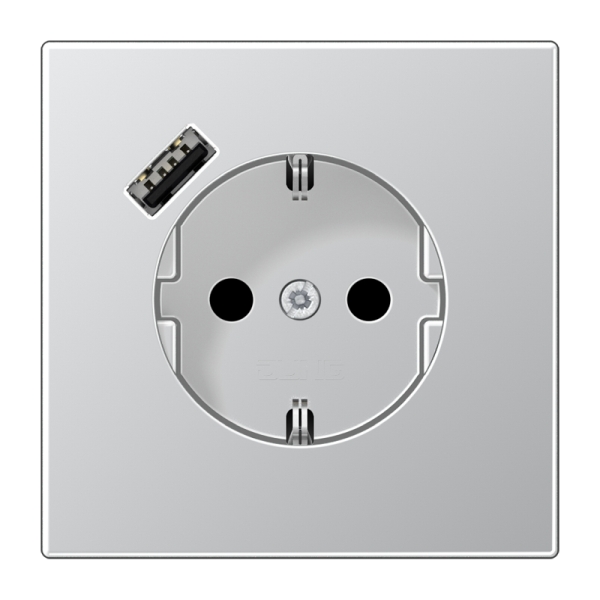 Jung AL1520-18A-L SCHUKO Steckdose 16A 250V mit USB-Ladegerät 1xTyp A integrierter erhöhter Berührungsschutz SAFETY+ Serie LS Aluminium