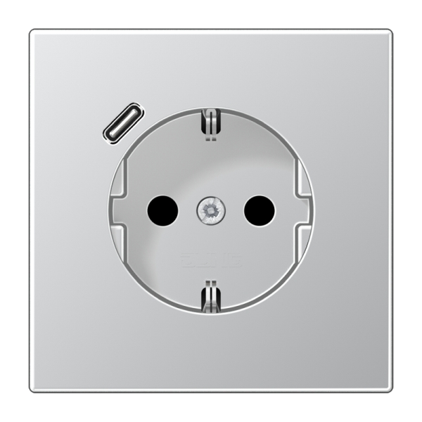 Jung AL1520-18C-L SCHUKO Steckdose 16A 250V mit USB-Ladegerät 1xTyp C integrierter erhöhter Berührungsschutz SAFETY+ Serie LS Aluminium